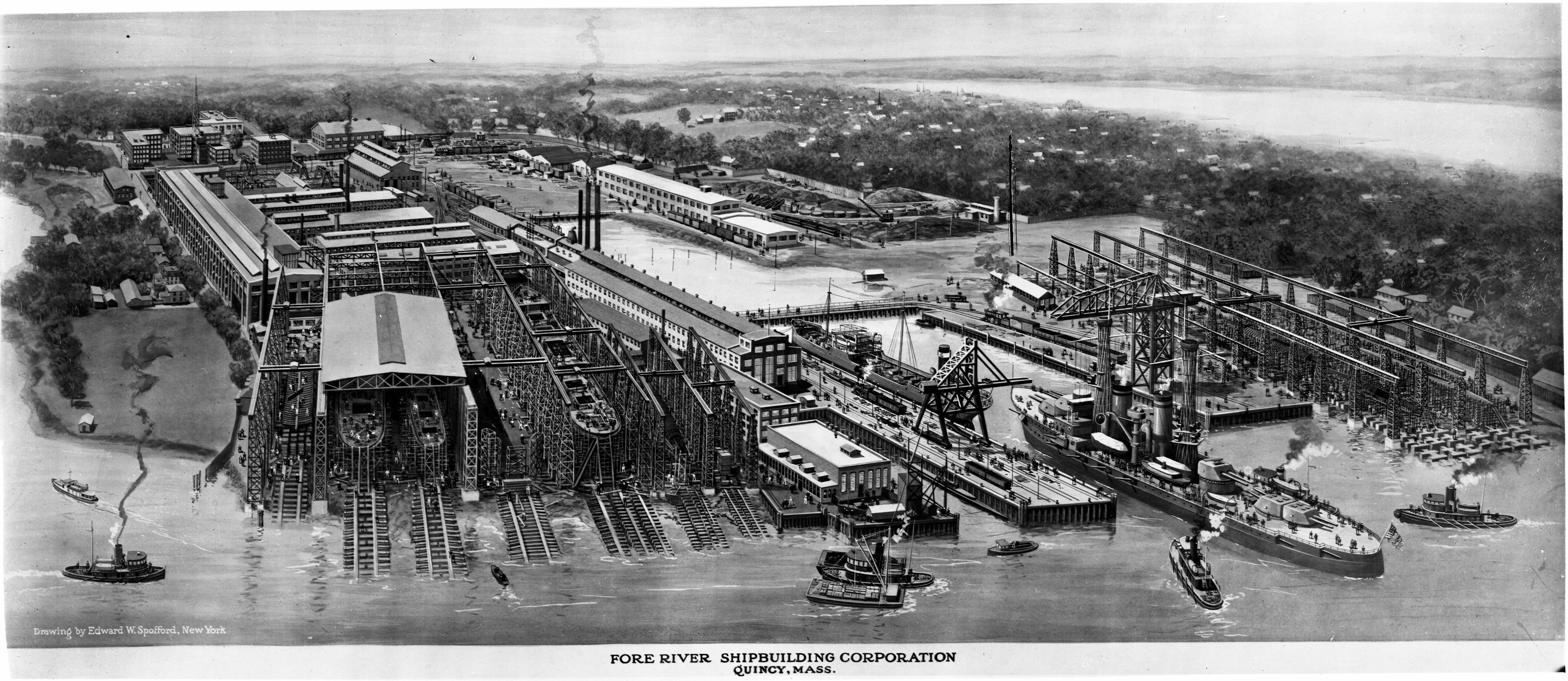 drawing of Fore River Shipbuilding Corporation in Quincy
