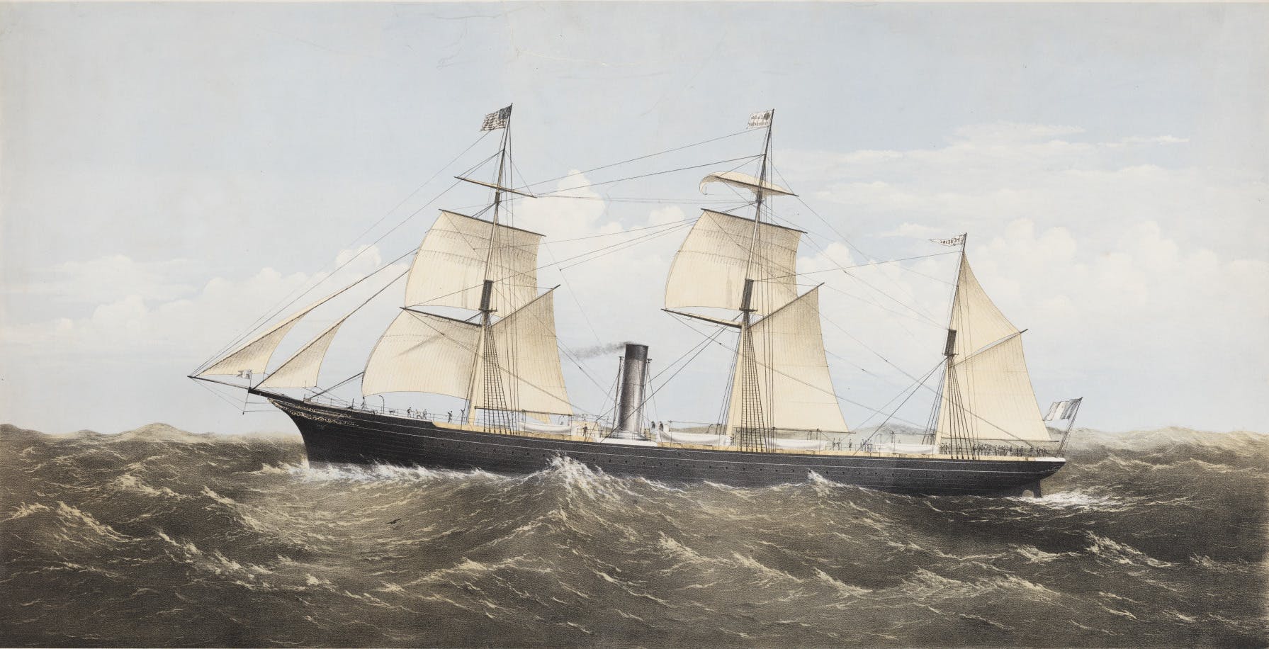 Portrait of the Compagnie Generale Transatlantique's (also known as The French Line) steam ship Pereire.