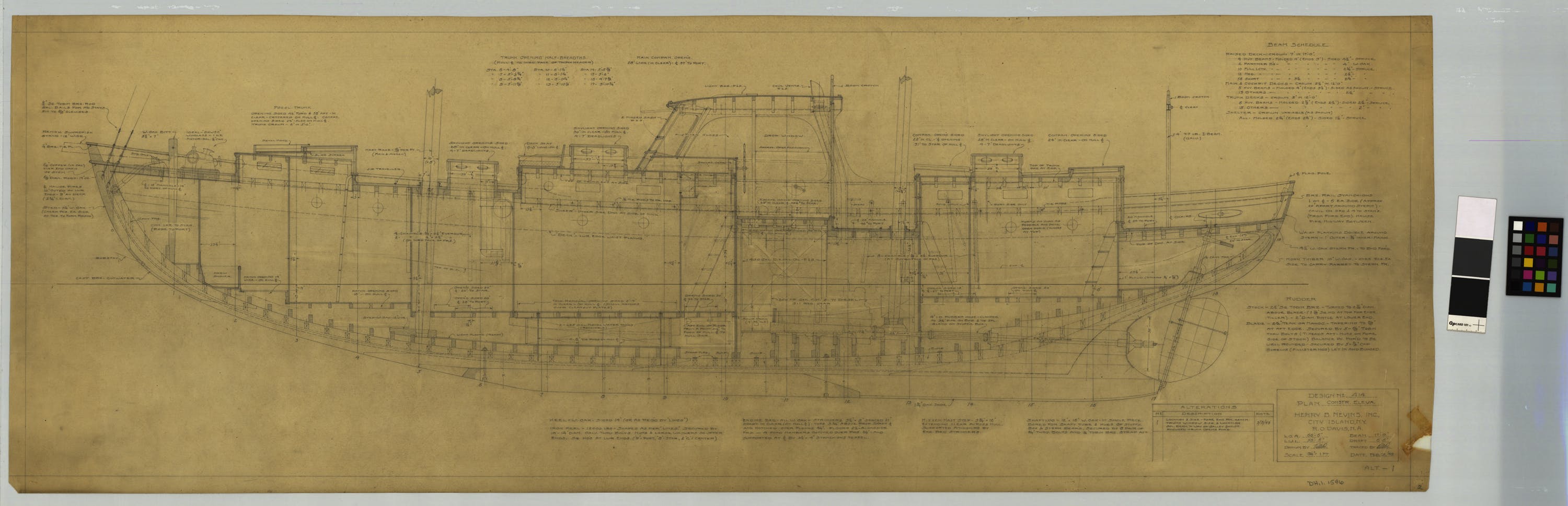 1949 boat construction elevation by Richard O. Davis