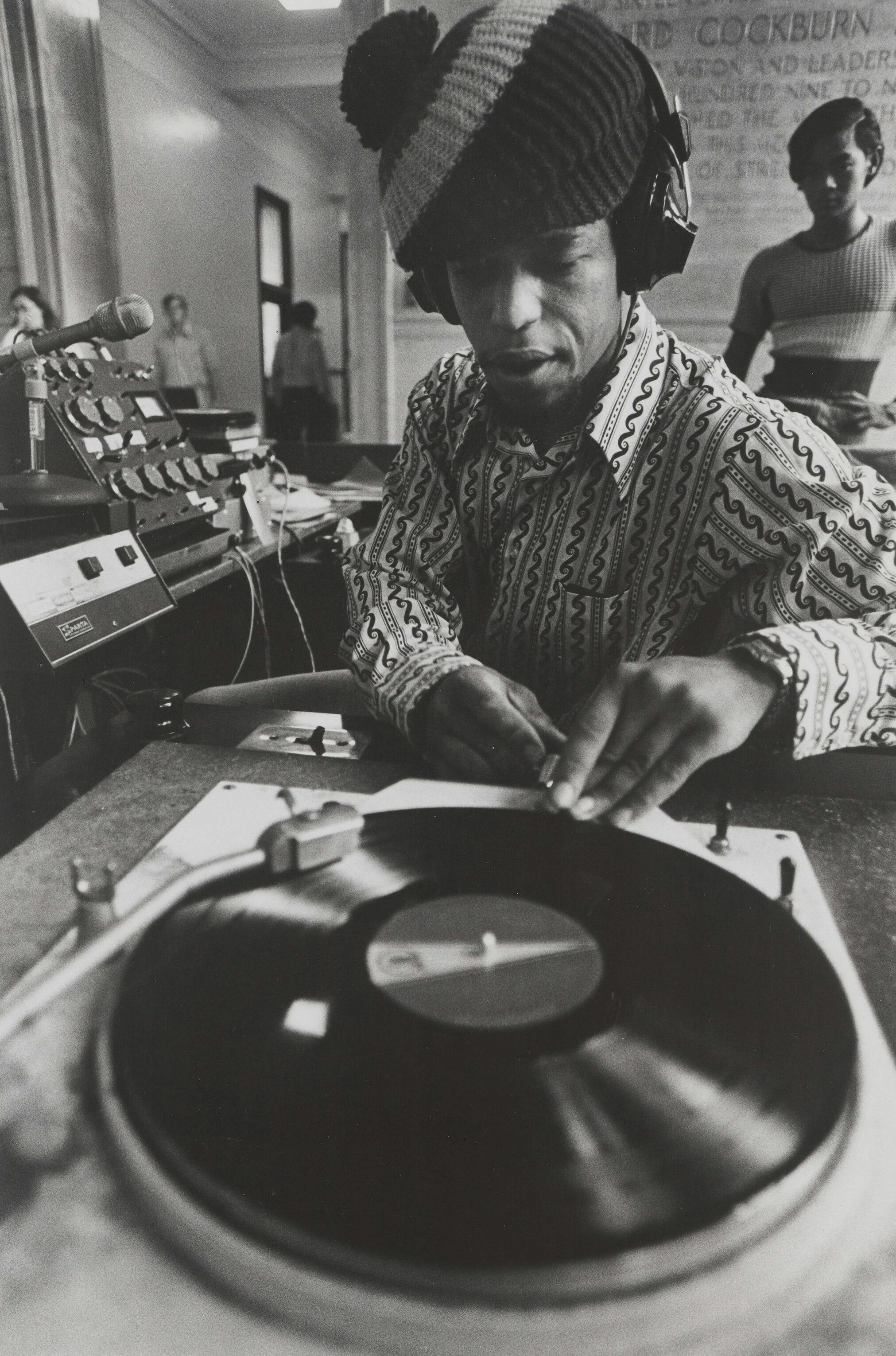Archival image of W. Ahmed Salih deejaying