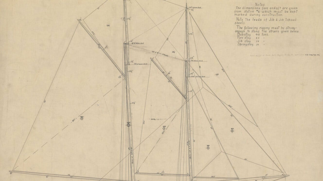 A sail plan from the Paine collection
