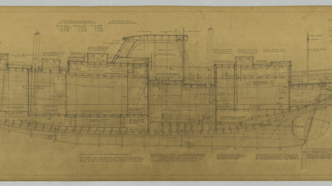 1949 boat construction elevation by Richard O. Davis